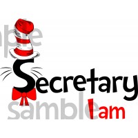 Secretary I am iron on transfer, Cat in the Hat iron on transfer for secretary,(1s)